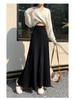 Women's High-Waist Ankle-Length A-Line Knitted Pleated Skirt - Autumn/Winter