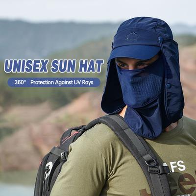 Unisex multifunktionell solskyddshatt 360 grader solskyddsmedel Avtagbar ansiktshölje Nackflik Andas