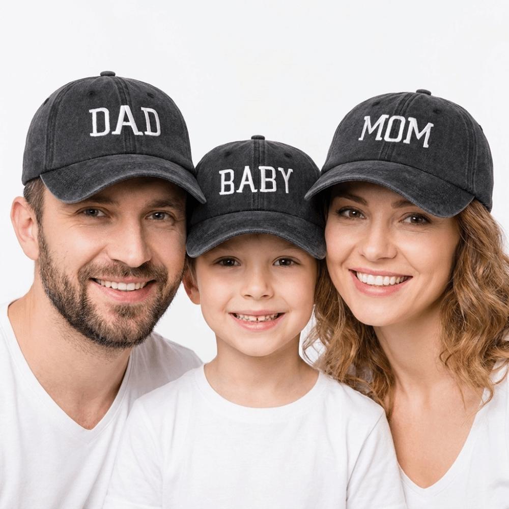 Cotton Parent-child Baseball Hats Vintage Outdoor Sunscreen Hats DAD MOM BABY Embroidery Caps