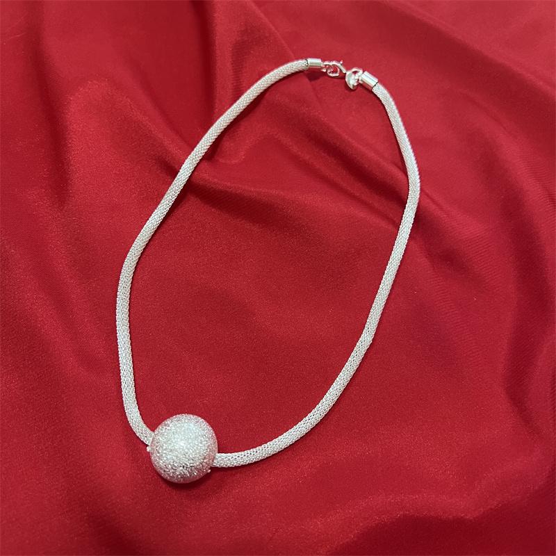 925 Sterling Silber Frosted Ball Network Chain Charm Damen Damen Halskette Modetrends Schmuck Geschenke