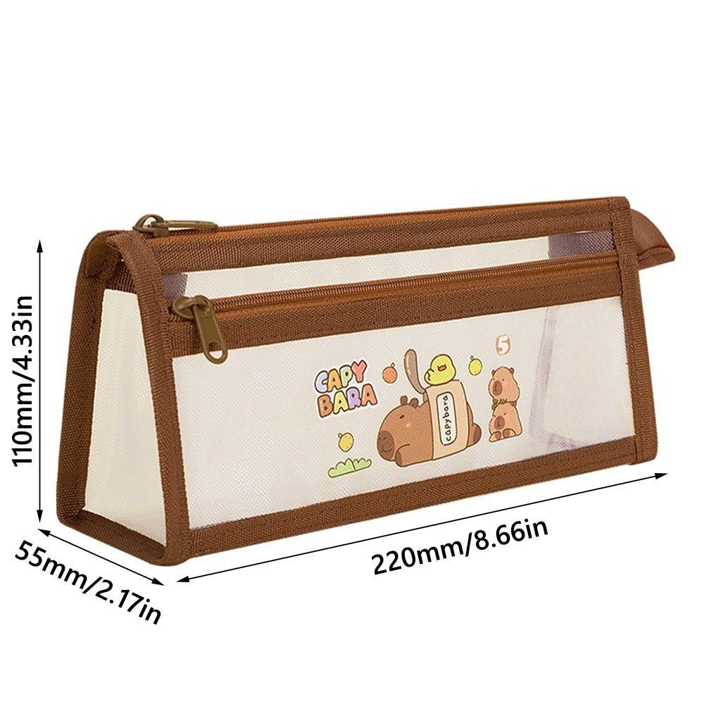 Mesh Pen Bag Capybara Stationery Bag Multi-functional Pencil Case  Gift