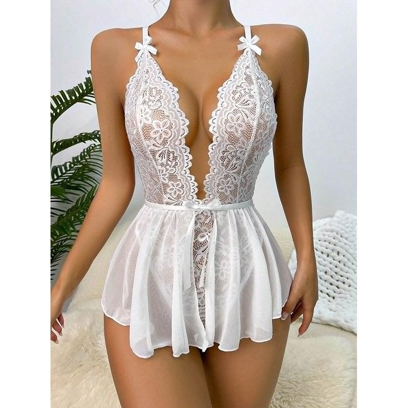 Erotic Underwear Sexy Woman Clothes Pink Ultra-short Dress And Bodysuit Crotchless Sex Doll Party Toy Adult Undefine Lingerie