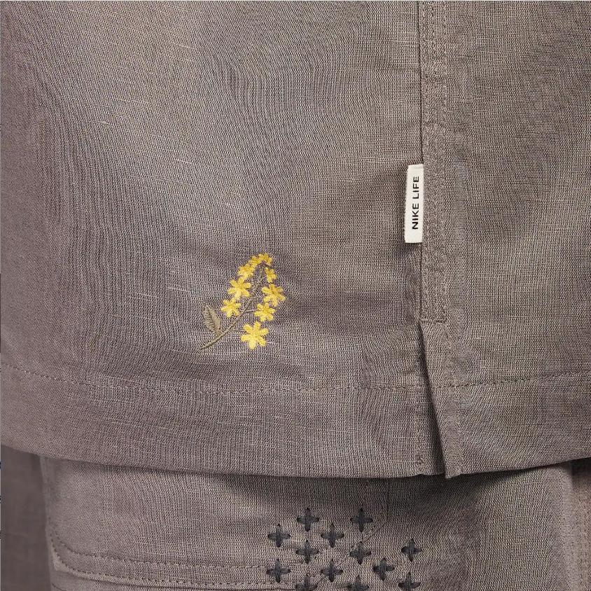 Nike SS25 Comfortable Classic Fashion Solid Color Versatile Short Sleeve Shirt Men Shirts Brown HJ2982289