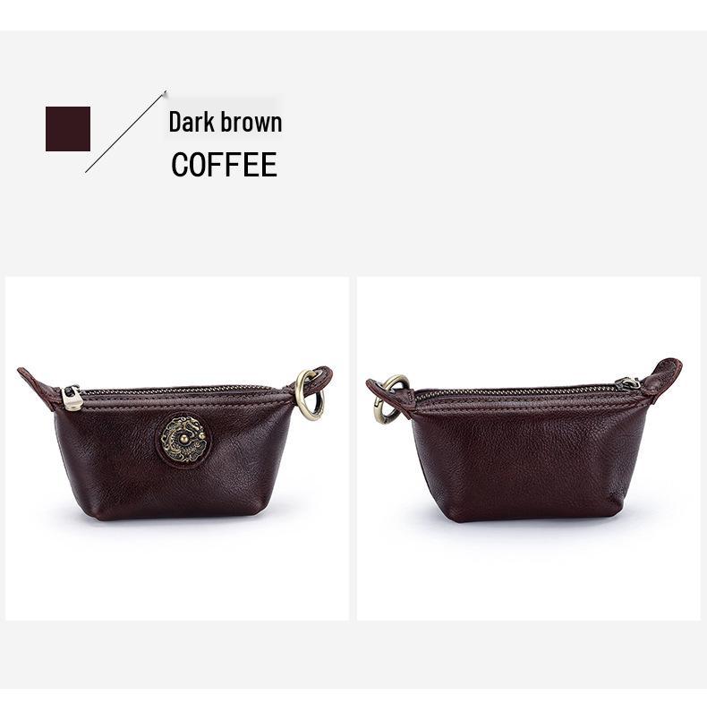 Women's Small Retro Cowhide Coin Purse & Lipstick Key Holder