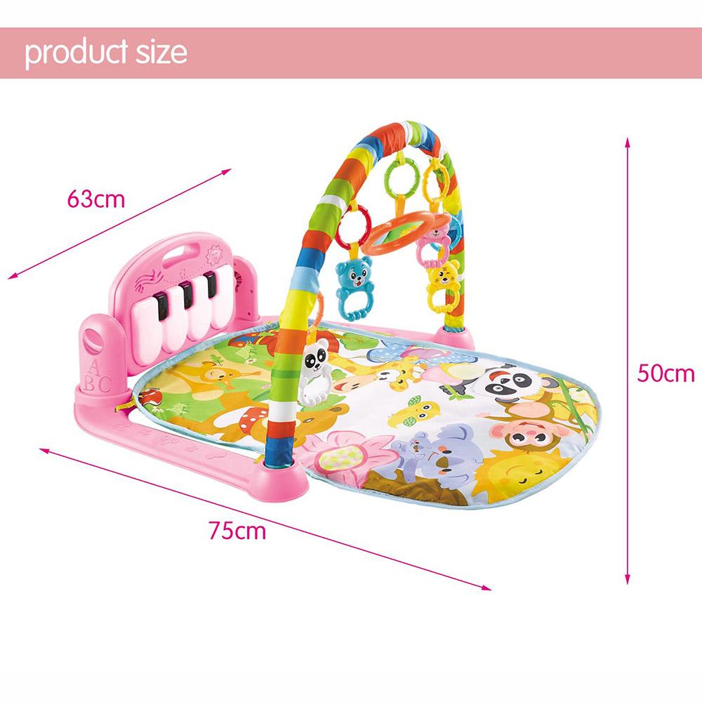 Baby Playmat Kick and Play Piano Gym with Music LED Lights Hanging Toys Mirror Musical Activity