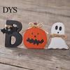 Seasonal Room Decor 3 Pcs Halloween Indoor Table Decoration, Cute Ghost Wooden Sign with Jute Rope, Rustic Ornaments Farmhouse BOO Block for