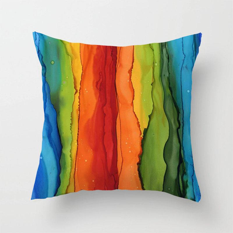 Regenbogen Geometrische Kunst Nordisch Minimalistisch Kissenbezug Sofakissenbezug Heimdekoration (45cm X 45cm)