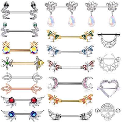European & American Fashion Bee Angel Wings Nipple & Tongue Studs