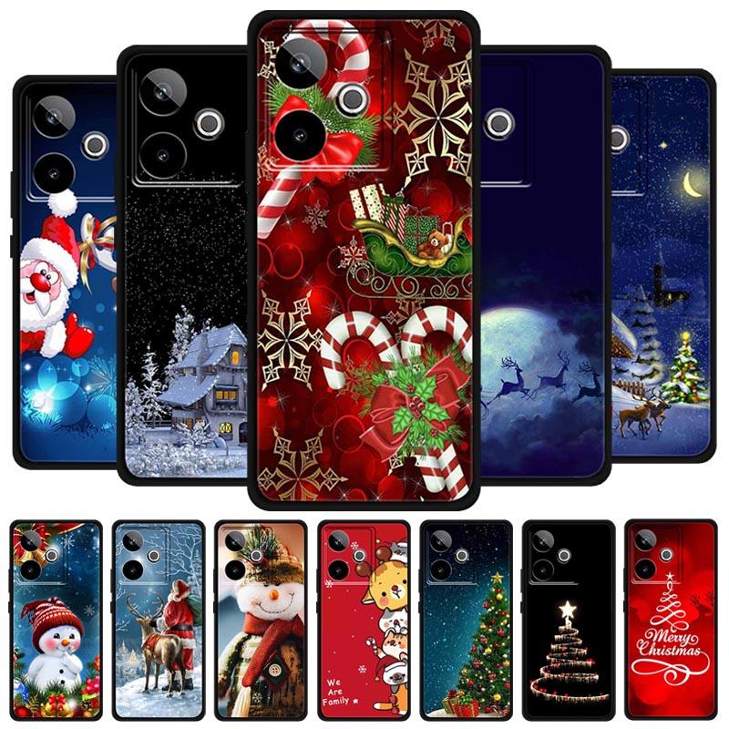 Christmas Cover For Realme GT7 GT 7 7T Case Black Silicone Cases for Realme GT 7T Cartoon Santa Claus Christmas Tree Back Cover