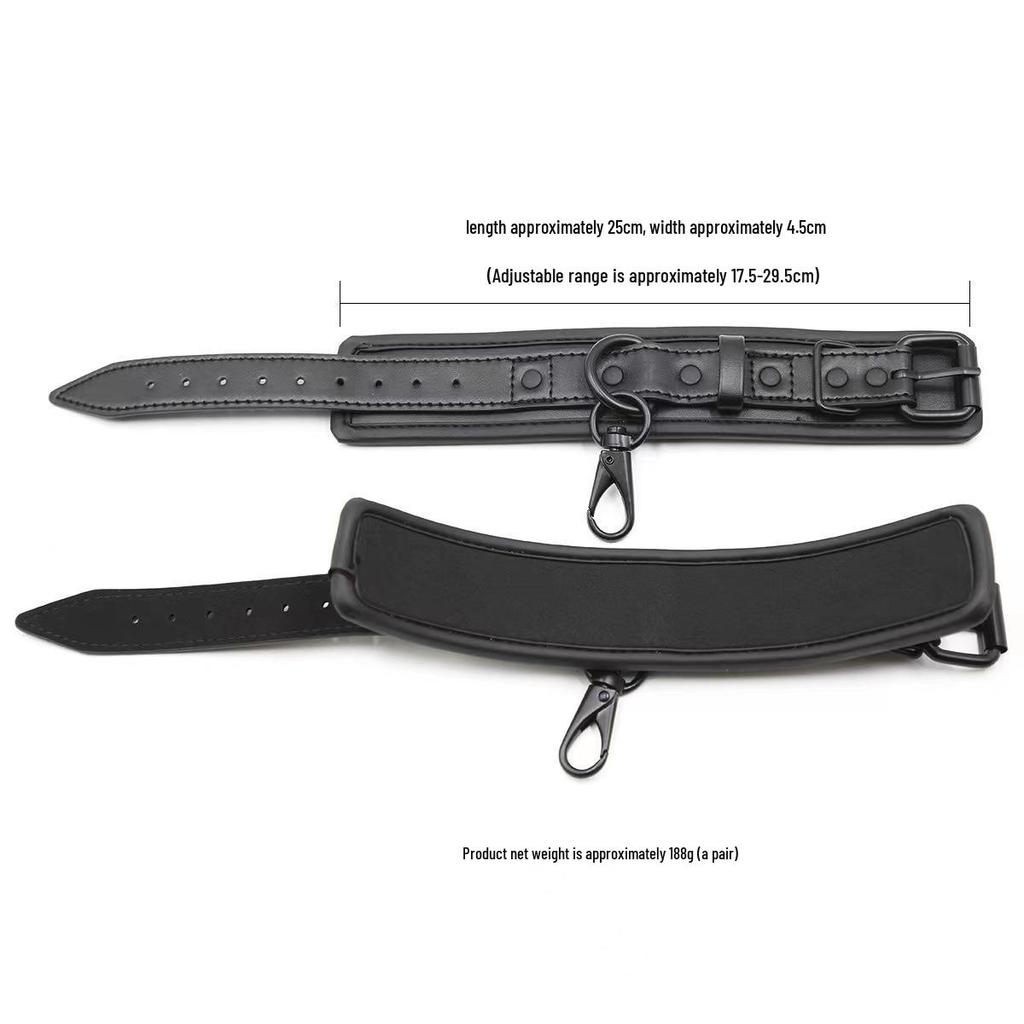 Cătușe SM din Piele Neagră cu Lanț cu Cataramă Suspendată pentru Antrenament de Pasiune pentru Bărbați și Femei