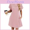 Dress Short Sleeve Lace Panel A Line For Casual Wear