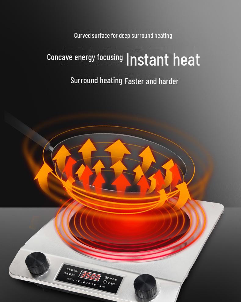 Concave 5000W High-Power Induction Stove: Commercial Stir-Fry, Stainless Steel, Multifunctional Electric Ceramic Cooker