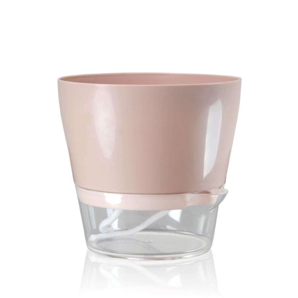 Drainage Hole Self Watering Flower Pot Plastic Resin Material Transparent Plant Pot  Home Planters