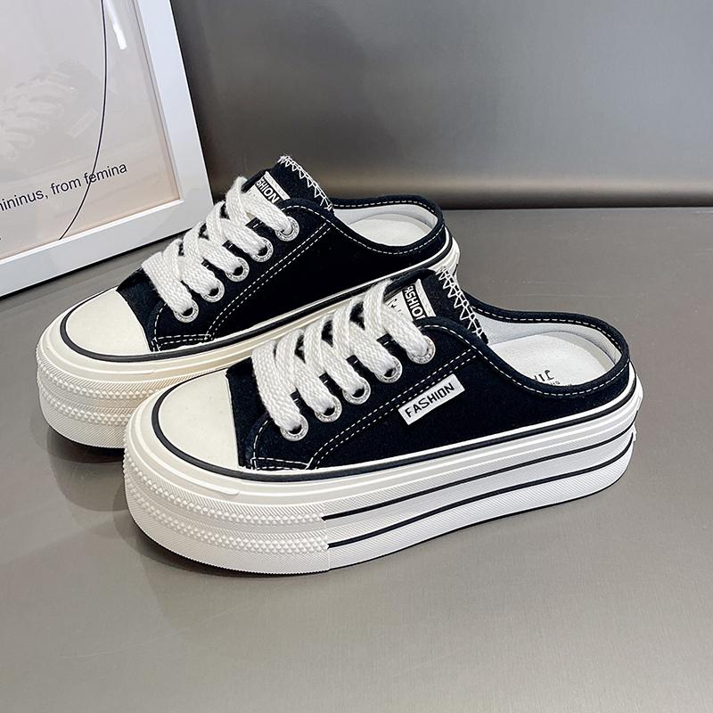 

Тапочки Baotou полутапочки женские летние 2025 года новые верхняя одежда без каблука холст ленивые одна педаль повседневные универсальные классические 35