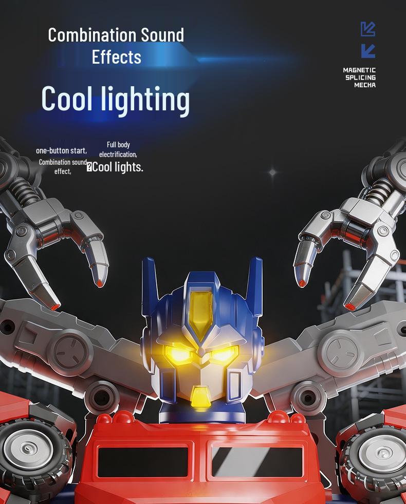 5-in-1 Magnetic Transforming Robot Toy with Sound and Light for Kids