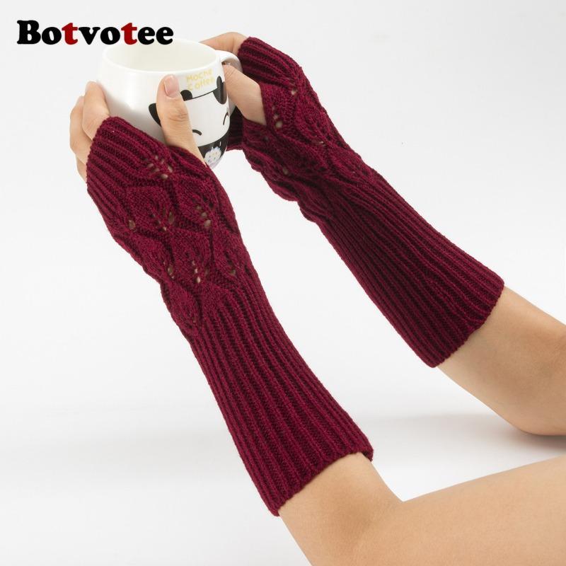 Botvotee Sleeves for Women Y2k Accessories Fingerless Gloves Arm Warmers Knit Winter Warm Long Sleeves Cute Hands Free Gloves