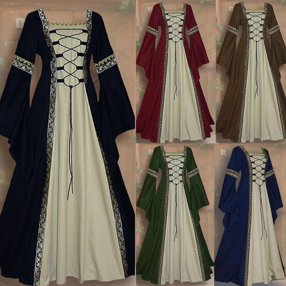 Vintage Gothic Renaissance Dress With Long Sleeves For Women's Cosplay Costume