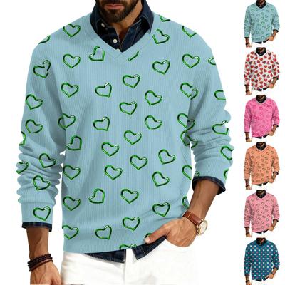 Men's V,neck Long,sleeved Ribbed Knit Pullover
