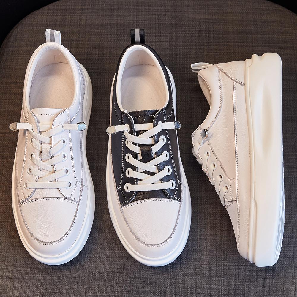 Spring Summer Shoes Women Platform White Flats Genuine Leather Sneakers Light Casual Shoes New Outdoor Walking Shoes