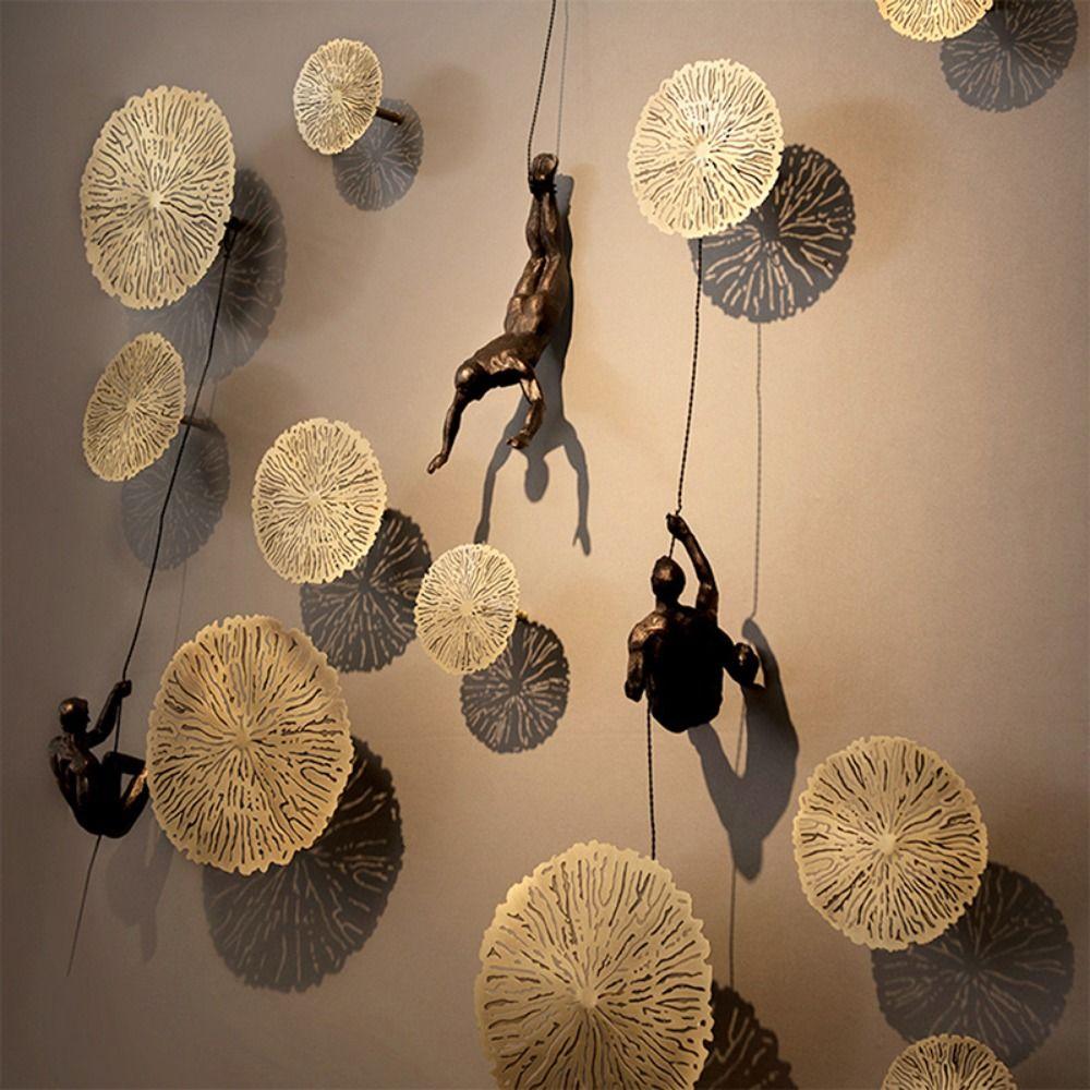 Unique Climbing Man Wall Sculptures European Style Abstract Character Pendant  Home Decor