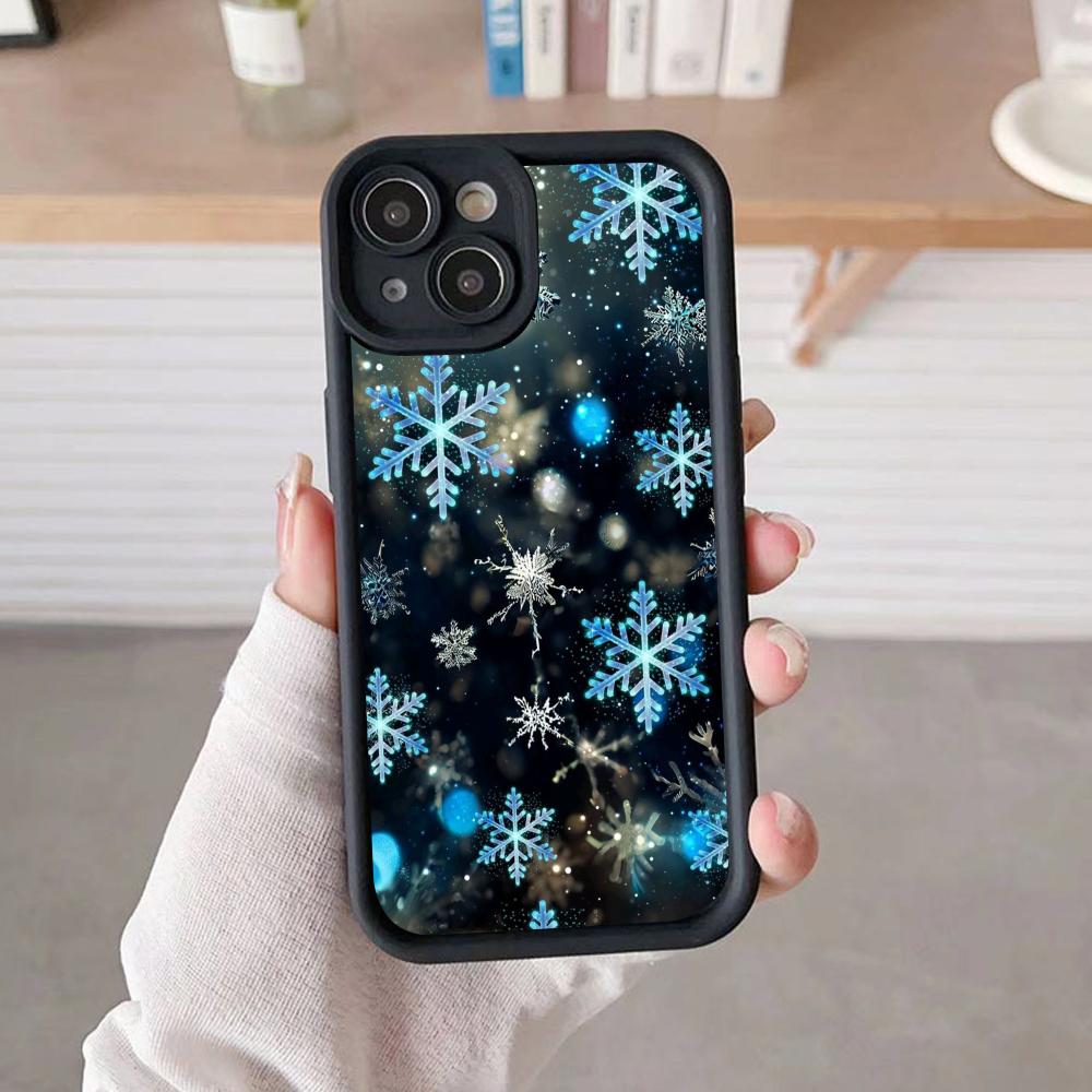 Winter Snowflake Mobile Cell Phone Case for iPhone 17 16 15 14 13 12 11 Air Pro Max Plus Thicken TPU Colorful Cover Luxury Cover