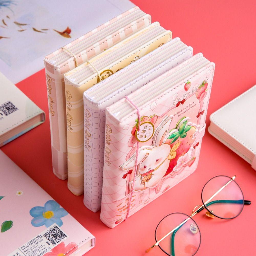 Magnetic Buckle Rabbit Note Paper Cartoon Notepad Memorandum PU Leather Palm Notebook Students