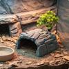 Basking Cave Platform Easy to Clean Pet Hide Cave Resin Pet Hideout Safe Polished Edges Rock Basking Hideout for Terrarium