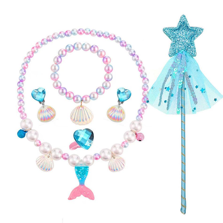Children'S Princess Crown Accessories Necklace Set Bag Accessories Mermaid Generation Children'S Birthday Gift Jewelry