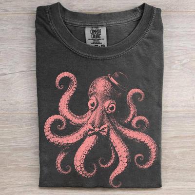 Vintage Oktopus Grafik T-Shirt, Retro Meeresleben Ozean Tier Oberteil