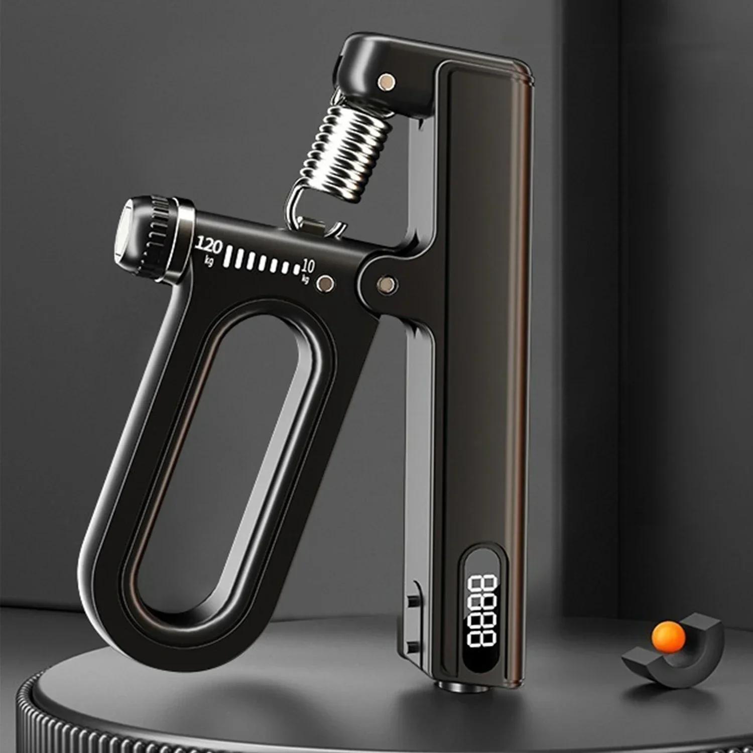 

Тренажер для укрепления запястий с ручным захватом и счетчиком, регулируемым сопротивлением, тренажер для наращивания силы предплечий, 22–260 фунтов