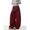 Jeans Femme Rouge Vintage Taille Haute Coupe Droite Pantalon en Jean Y2K Hip Hop Streetwear Jambe Large Pantalon en Jean Classique