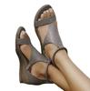 Faashion Style Simple Casual Back Zipper Wedge Shoes Ladies Retro Sandals Lightweight Open-toe Sandals Plus Size 35-43