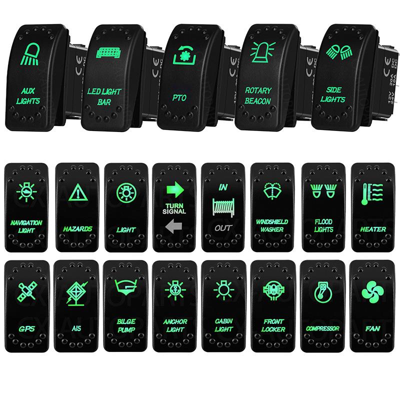 12V 20A Boat Car Rocker Switch ON OFF / ON OFF ON Toggle Switch Green Led Bar Anchor Flood Light for ARB CARLING NARVA 4x4 Truck Switches4