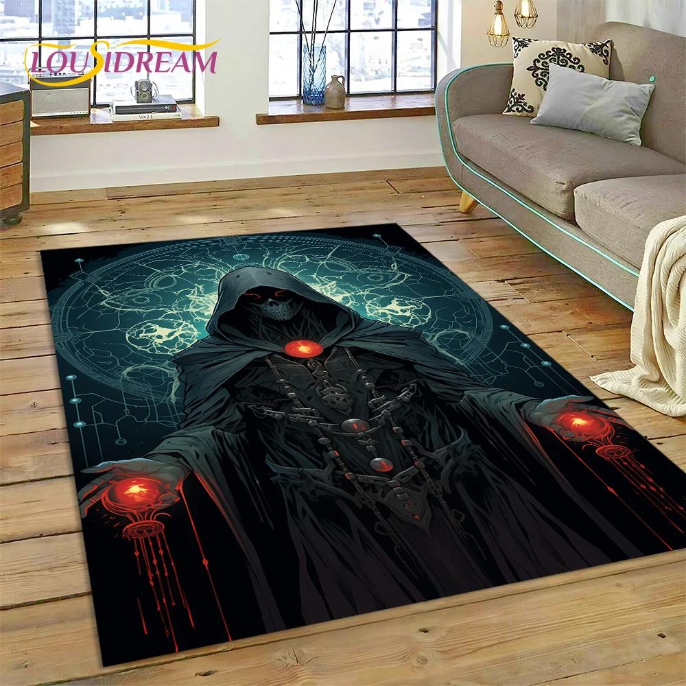 Style Gothic Horror Character Skull Ghost Spirit Carpet Rug for Bedroom Living Room Home Sofa Decoration, Decor Floor Mat
