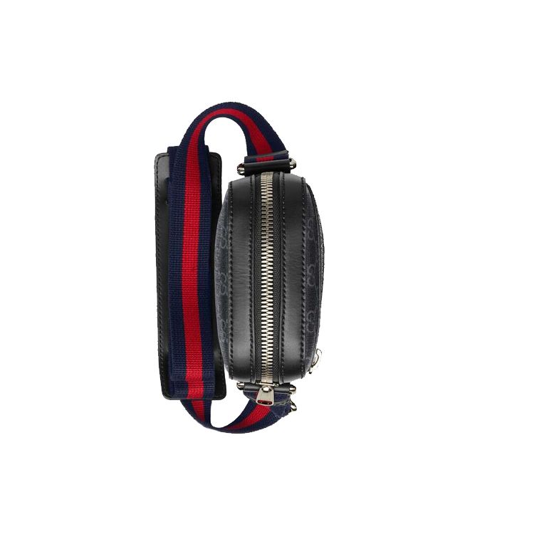 Gucci Vintage Logo Streifen Web-Canvas und Leder Umhängetasche Herren Umhängetasche Schwarz Grau 598103-K5RLN-1095