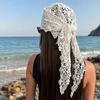 Sheer Mesh Floral Lace Scarf Hollow Design Crochet Headscarf Cute Beach Hair Band  Beach Outfits
