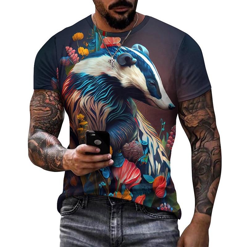 Colorful Animal 3D Printed T-shirt Men Women Summer Casual Cat Dog T Shirts Kids Oversized Round Neck Short Sleeve Tee Tops