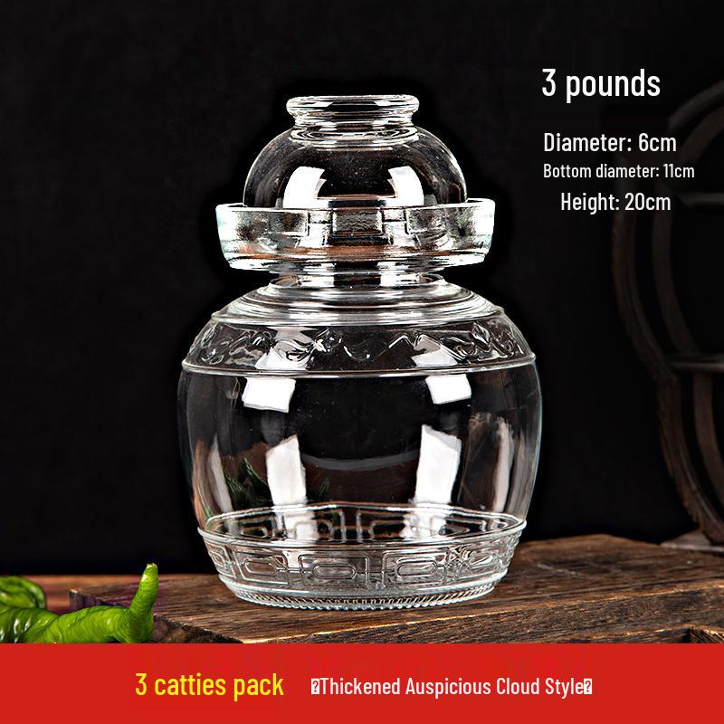 Thickened Glass Pickle Jar with Inner Lid for Sauerkraut, Kimchi, and Preserved Vegetables 15 Jin