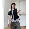 Temperament Shirt Tops New Style Fashionable Design Age-reducing Style Versatile Slimming Fashionable Women