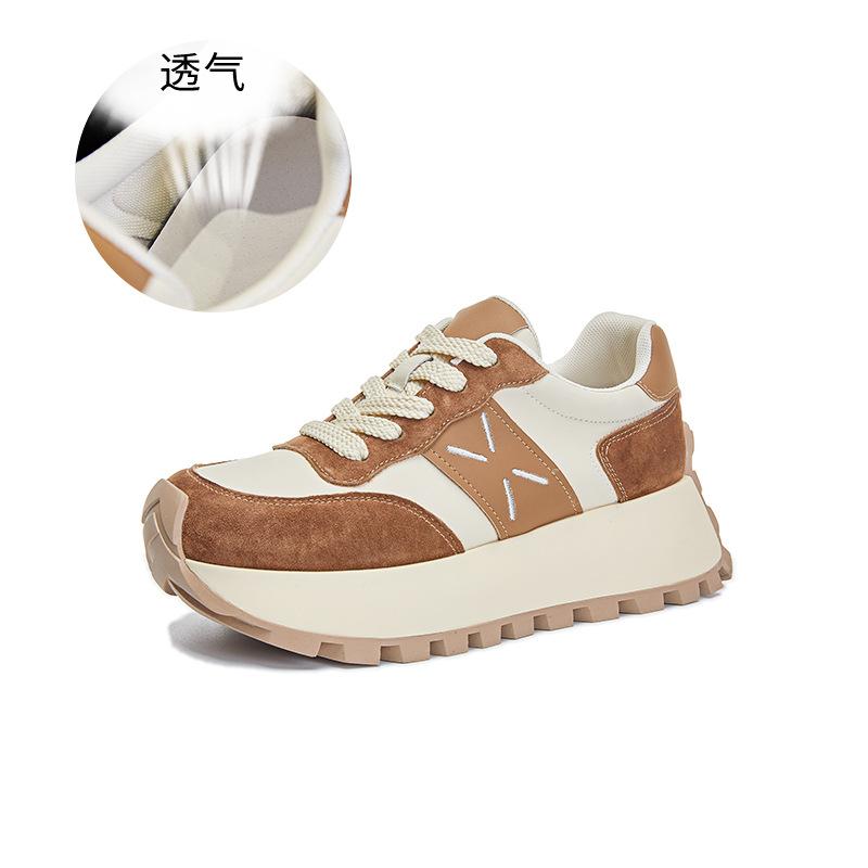 Absorbent Sole Leather Forrest Gump Shoes Women's 2025 Spring New Platform-soled Sports Shoes Casual Versatile Dad Shoes Women's Fashion