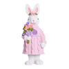 Easter Bunny Figurine Resin Rabbit Statue Holding Flowers/Carrots Spring Tabletop Ornament for Home Office Desk Shelf Decor