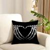 Cool Skull Heart Print Cushion Cover Reversible Plush Pillow Cover Soft Fluffy  Home Decor for Sofa Bedroom