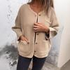 Winter Women Jacket Round Neck Single-breasted Cardigan Long Sleeves Outerwear with Pockets Warm
