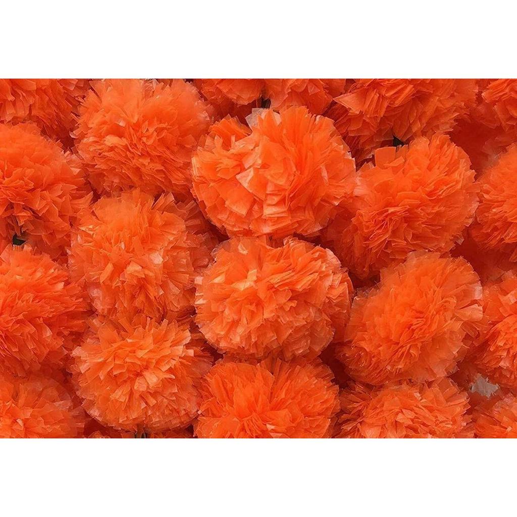 Artificial Marigold Graland Flowers for Decoration Long Toran Indian genda phool for Wedding Festival (4.6 Feet/Orange/Set of 5 Mala)