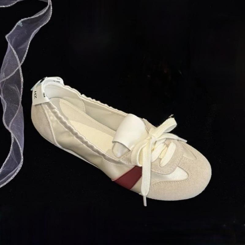 Ballet Women's Flat Autumn New Lace-up Breathable One-pedal White Shoes Fashion Single Shoes