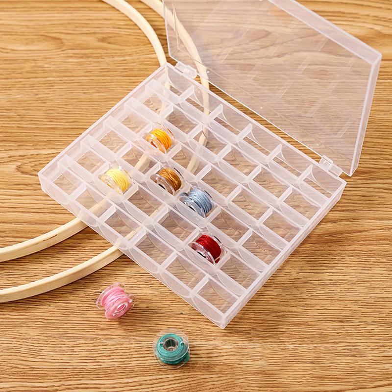 New 36 Slots Bobbins Box Storage Spool Case Sewing Machine Bobbin/Thread Store Plastic Clear Transparent Holder Box Spindle Box