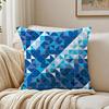 Blue And White Geometric Pillow Case Double-Sided Plush Sofa Cushion Covers Organic Breathable Invisible Zipper
