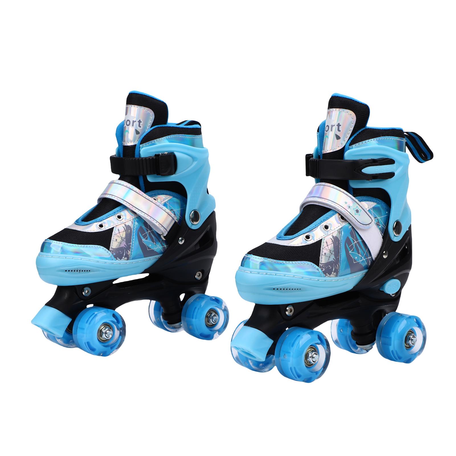 Rollerskates Adjustable Flashing Wheel Roller Skates for Kids Boys ABEC Bearing PU Wheels Black Blue S