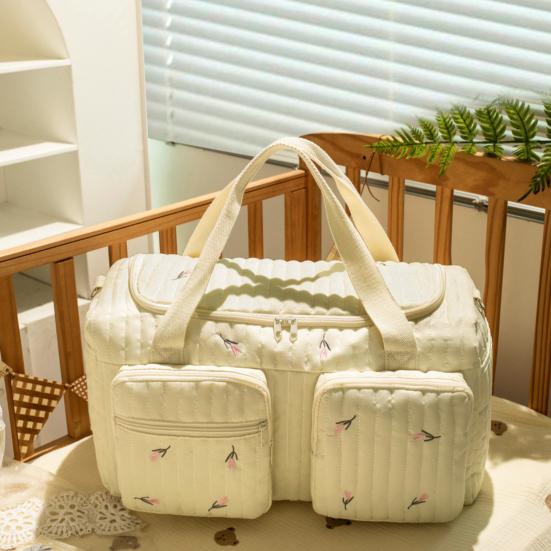 Bolsa de Fraldas Acolchoada Leve Grande Capacidade Padrão de Urso Bolsa para Mamãe com Alças de Ombro Acolchoadas Alça Superior Organizador Espaçoso