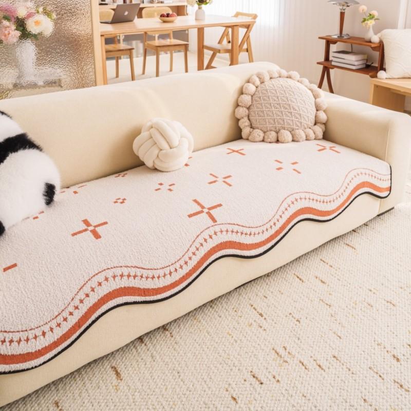 Frosty Thicken Settee Pad Cushion Anti-Slip Vintage Bowknot Fleece Settee Cushions Sitting Space Black Custom-fit Thermal Couch Mats
